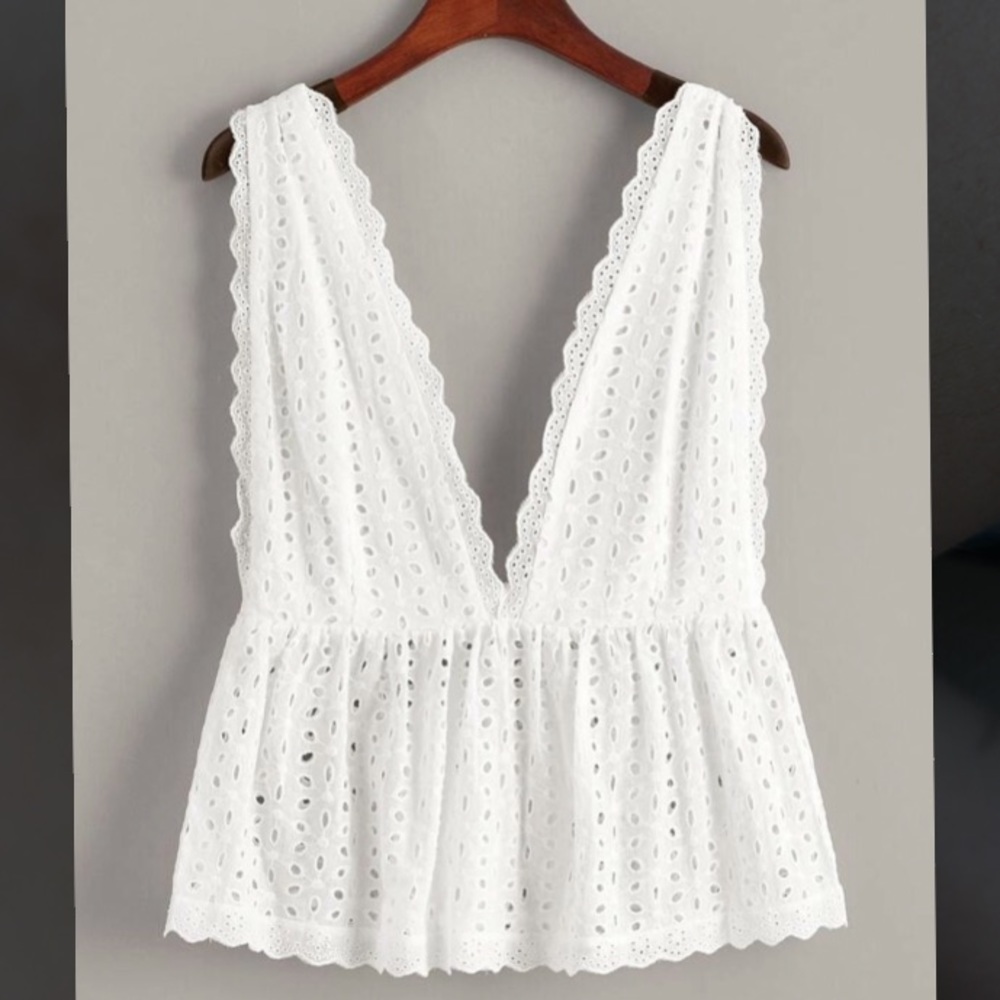 eyelet white tank top